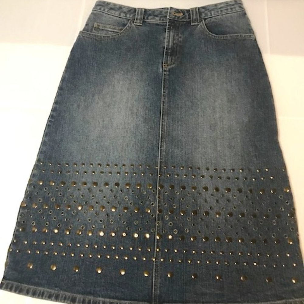 MICHAEL KORS BLUE DENIM FLARED SKIRT SIZE 2